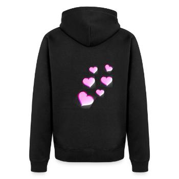 Pinke Herzen Muster herz rosa liebe - Unisex Premium Bio Zip Hoodie - Schwarz - Hinten - Nico (187cm)