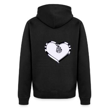 Symbole du cœur violet brillant - Veste à capuche bio Premium Unisexe - noir - Dos - Nico (187cm)