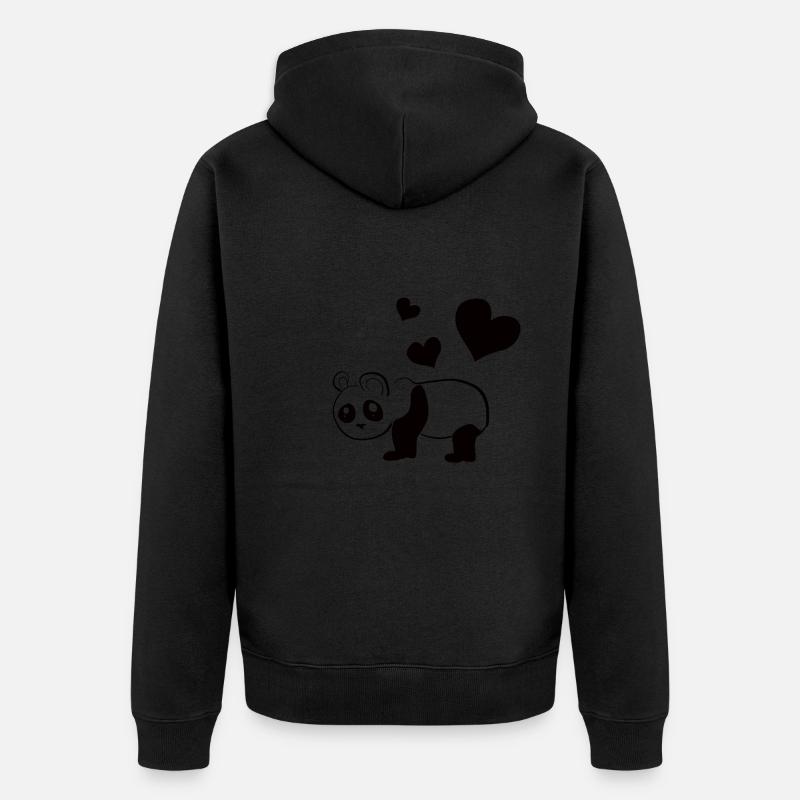 Panda Bear Cœurs d’animaux - Veste à capuche bio Premium Unisexe - noir