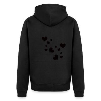Muster Herzen Herz Symbol - Unisex Premium Bio Zip Hoodie - Schwarz - Hinten - Nico (187cm)