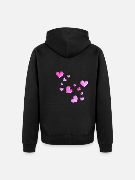 Heart Pattern Pink symbol glitter - Unisex Premium Organic Zip Hoodie - black