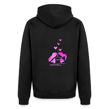 Liebespaar lesbisch rosa glitzer liebe - Unisex Premium Bio Zip Hoodie - Schwarz - Hinten - Nico (187cm)