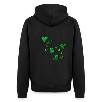 Heart pattern green symbol glitter - Unisex Premium Organic Zip Hoodie - black - Back - Nico (187cm)