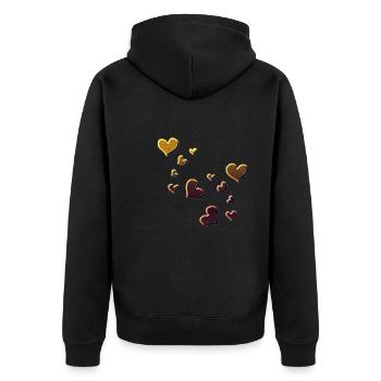 Motif Cœur Coeur Symbole rouge paillettes jaune - Veste à capuche bio Premium Unisexe - noir - Dos - Nico (187cm)
