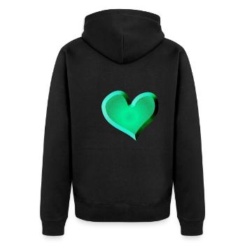 symbole de cœur vert pailleté vert - Veste à capuche bio Premium Unisexe - noir - Dos - Nico (187cm)