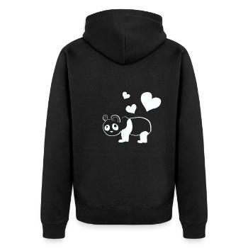 Panda Bär tier Herzen - Unisex Premium Bio Zip Hoodie - Schwarz - Hinten - Nico (187cm)