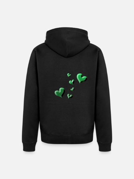 green heart pattern glitter - Unisex Premium Organic Zip Hoodie - black