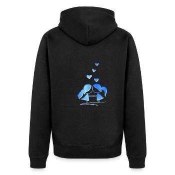 Liebespaar lesbisch blau glitzer liebe - Unisex Premium Bio Zip Hoodie - Schwarz - Hinten - Nico (187cm)