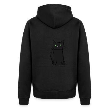 dunkle Katze Tier süß - Unisex Premium Bio Zip Hoodie - Schwarz - Hinten - Nico (187cm)