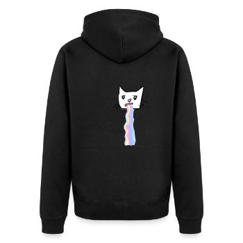 Arc-en-ciel caca chat animal mignon drôle - Veste à capuche bio Premium Unisexe - noir - Dos - Nico (187cm)