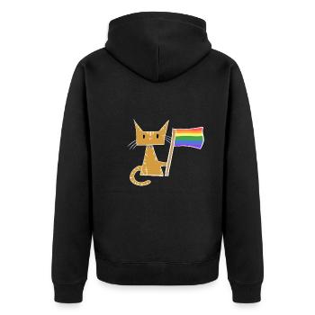 Katze Lgbt Flagge Tier Liebe - Unisex Premium Bio Zip Hoodie - Schwarz - Hinten - Nico (187cm)