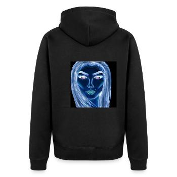 Frau Symbol Gesicht Kunst Zeichnung - Unisex Premium Bio Zip Hoodie - Schwarz - Hinten - Nico (187cm)