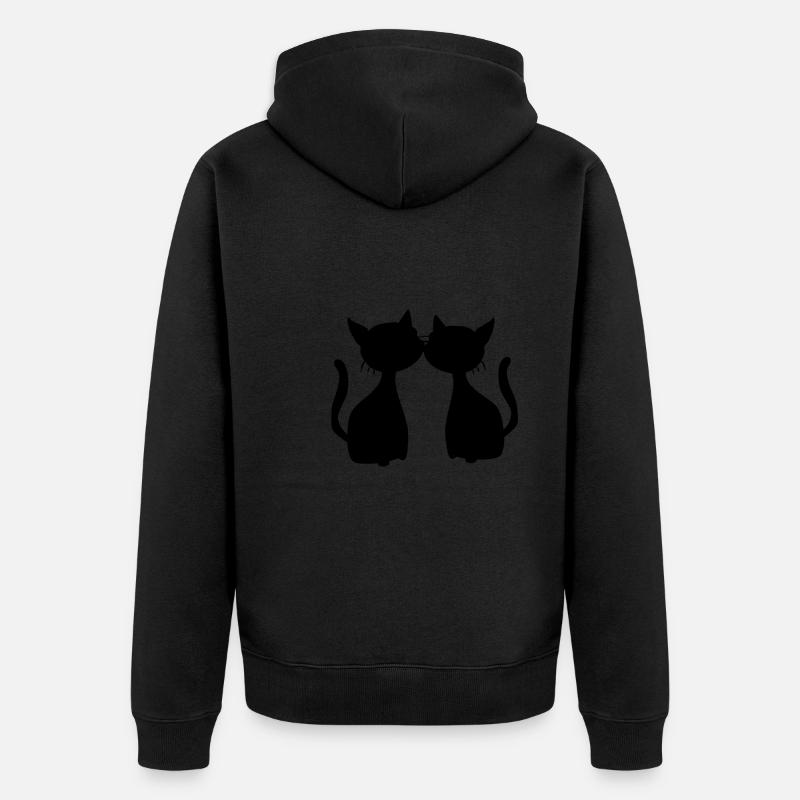 zwei Katzen Symbol Freunde Katze - Unisex Premium Bio Zip Hoodie - Schwarz