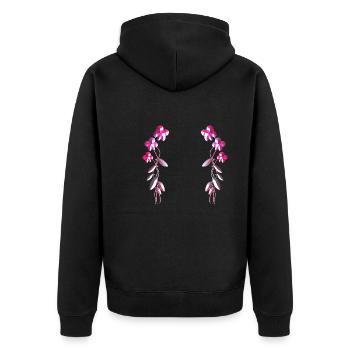 pinke blumen blüten muster - Unisex Premium Bio Zip Hoodie - Schwarz - Hinten - Nico (187cm)