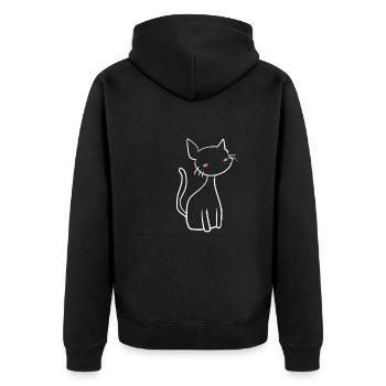 katze symbol süß cartoon haustier - Unisex Premium Bio Zip Hoodie - Schwarz - Hinten - Nico (187cm)