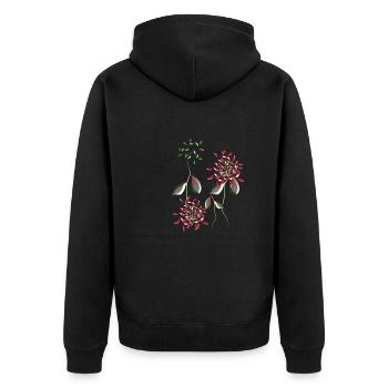 flowers plant symbol shiny pattern - Unisex Premium Organic Zip Hoodie - black - Back - Nico (187cm)