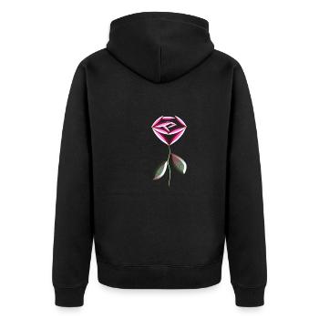 symbole de fleur de rose rose - Veste à capuche bio Premium Unisexe - noir - Dos - Nico (187cm)