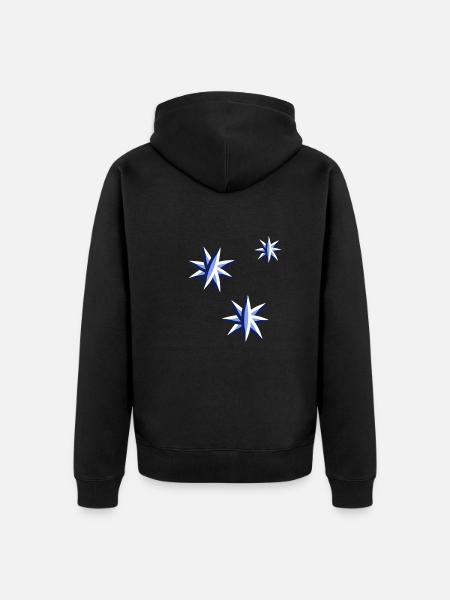 three blue stars - Unisex Premium Organic Zip Hoodie - black