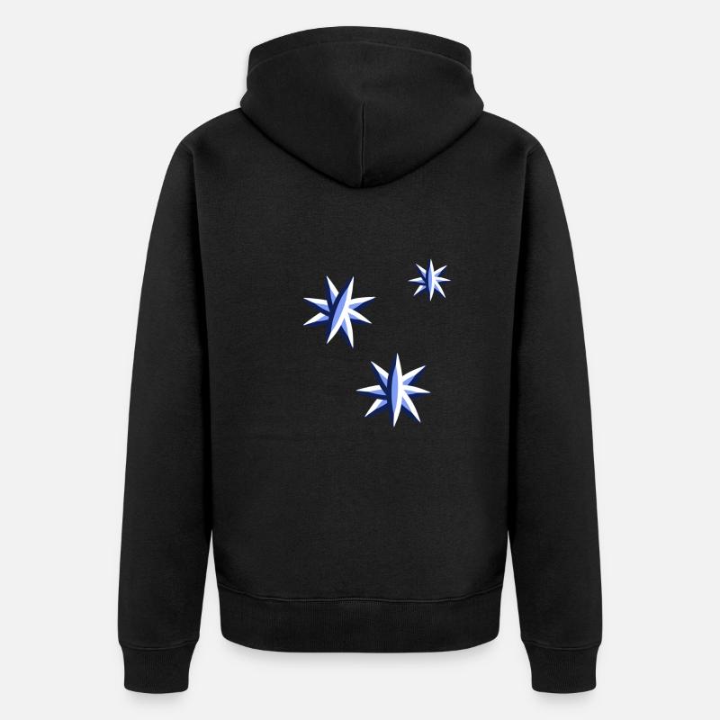 drei blaue sterne - Unisex Premium Bio Zip Hoodie - Schwarz