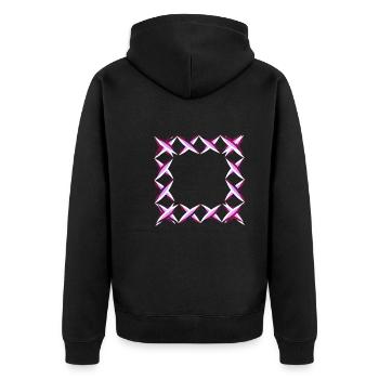 pink square square crosses - Unisex Premium Organic Zip Hoodie - black - Back - Nico (187cm)