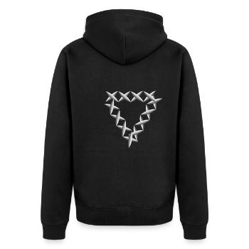 croix triangulaires grises - Veste à capuche bio Premium Unisexe - noir - Dos - Nico (187cm)