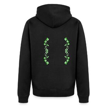 green line stroke plant - Unisex Premium Organic Zip Hoodie - black - Back - Nico (187cm)