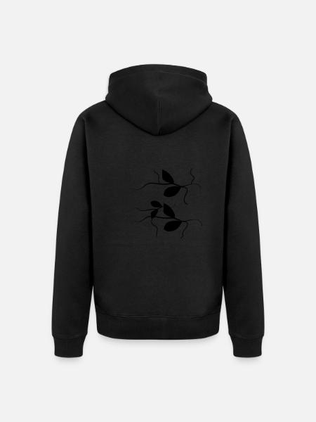 branches plant leaves pattern - Unisex Premium Organic Zip Hoodie - black