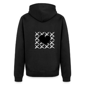 kreuz muster herz - Unisex Premium Bio Zip Hoodie - Schwarz - Hinten - Nico (187cm)