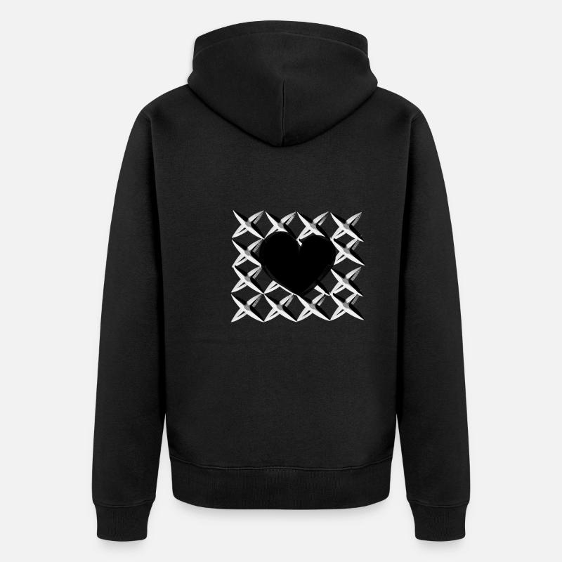 cœur à motif croisé - Veste à capuche bio Premium Unisexe - noir