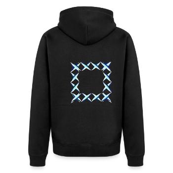 symbole de forme croix bleues carrées - Veste à capuche bio Premium Unisexe - noir - Dos - Nico (187cm)