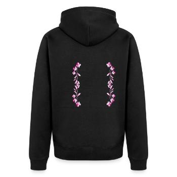 ligne rose peinte en gris - Veste à capuche bio Premium Unisexe - noir - Dos - Nico (187cm)