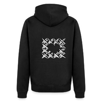muster kreuze netz grau - Unisex Premium Bio Zip Hoodie - Schwarz - Hinten - Nico (187cm)