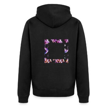 purple flowers glitter plant frame - Unisex Premium Organic Zip Hoodie - black - Back - Nico (187cm)