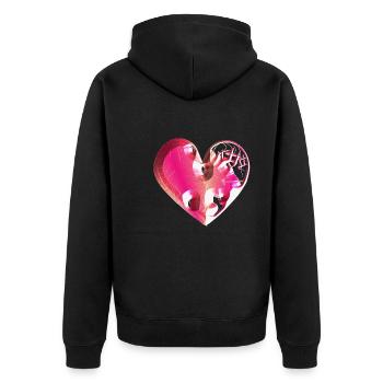 cicatrices de paillettes rose cœur - Veste à capuche bio Premium Unisexe - noir - Dos - Nico (187cm)