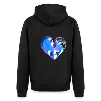 cicatrices de paillettes bleu cœur - Veste à capuche bio Premium Unisexe - noir - Dos - Nico (187cm)