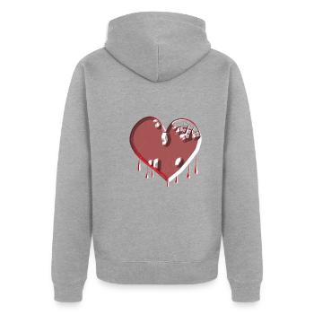 symbole du cœur cicatrices rouges brisées - Veste à capuche bio Premium Unisexe - gris chiné - Dos - Nico (187cm)