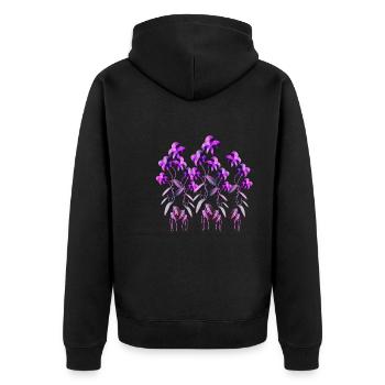 fleurs violettes symbole plante scintillante - Veste à capuche bio Premium Unisexe - noir - Dos - Nico (187cm)