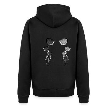 rosen glänzend grau blume pflanze - Unisex Premium Bio Zip Hoodie - Schwarz - Hinten - Nico (187cm)