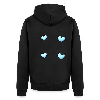 vier herzen symbol herz blau - Unisex Premium Bio Zip Hoodie - Schwarz - Hinten - Nico (187cm)
