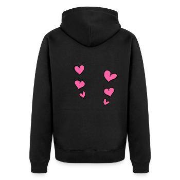 pink hearts pattern - Unisex Premium Organic Zip Hoodie - black - Back - Nico (187cm)