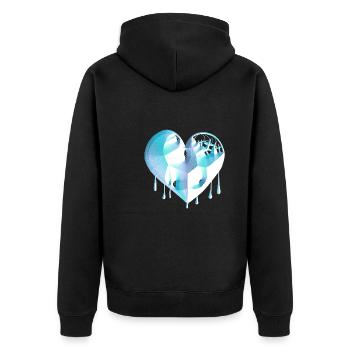 herz symbol blau glitzer - Unisex Premium Bio Zip Hoodie - Schwarz - Hinten - Nico (187cm)