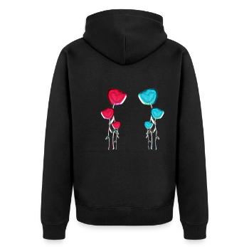 rose rosen blau pink symbol blume pflanze - Unisex Premium Bio Zip Hoodie - Schwarz - Hinten - Nico (187cm)