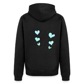 blue hearts pattern love - Unisex Premium Organic Zip Hoodie - black - Back - Nico (187cm)