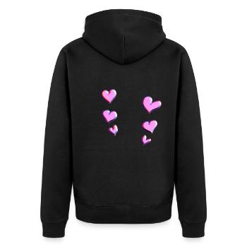 pink hearts heart pattern - Unisex Premium Organic Zip Hoodie - black - Back - Nico (187cm)