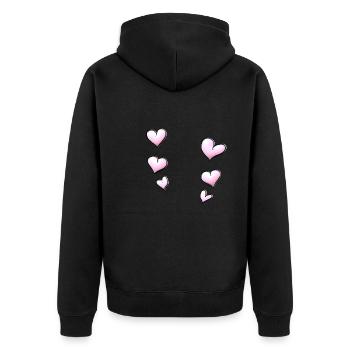 hearts pattern pink - Unisex Premium Organic Zip Hoodie - black - Back - Nico (187cm)