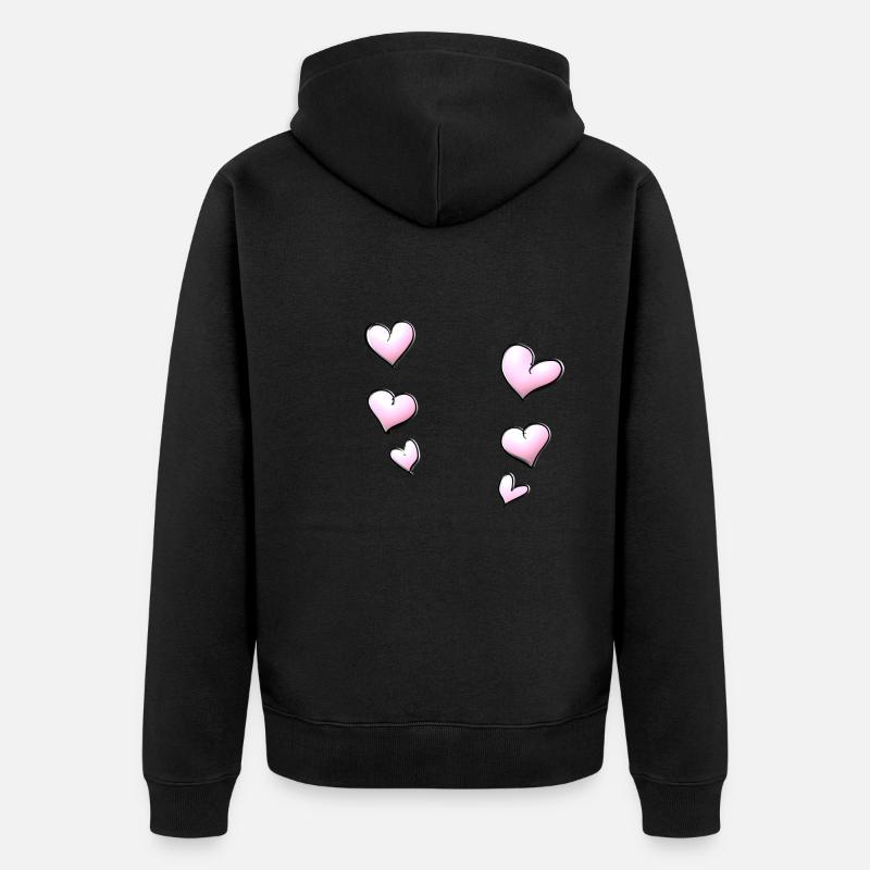 herzen muster rosa - Unisex Premium Bio Zip Hoodie - Schwarz