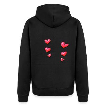 Herzen symbol liebe pink herz muster - Unisex Premium Bio Zip Hoodie - Schwarz - Hinten - Nico (187cm)
