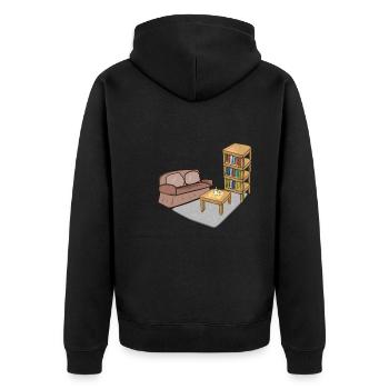 Wohnen Symbol Tisch Sofa Wohnzimmer regal - Unisex Premium Bio Zip Hoodie - Schwarz - Hinten - Nico (187cm)