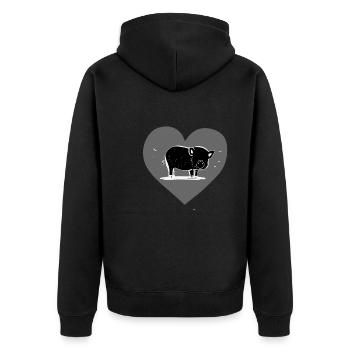 Pig Animal Heart - Unisex Premium Organic Zip Hoodie - black - Back - Nico (187cm)