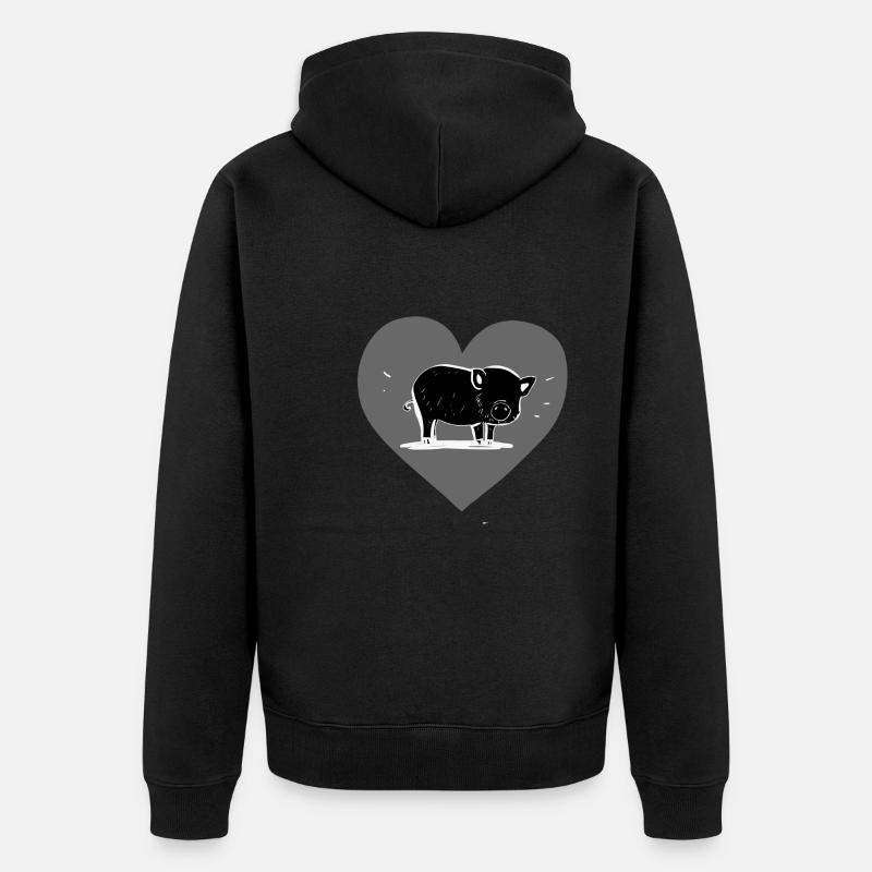Schwein Tier herz - Unisex Premium Bio Zip Hoodie - Schwarz